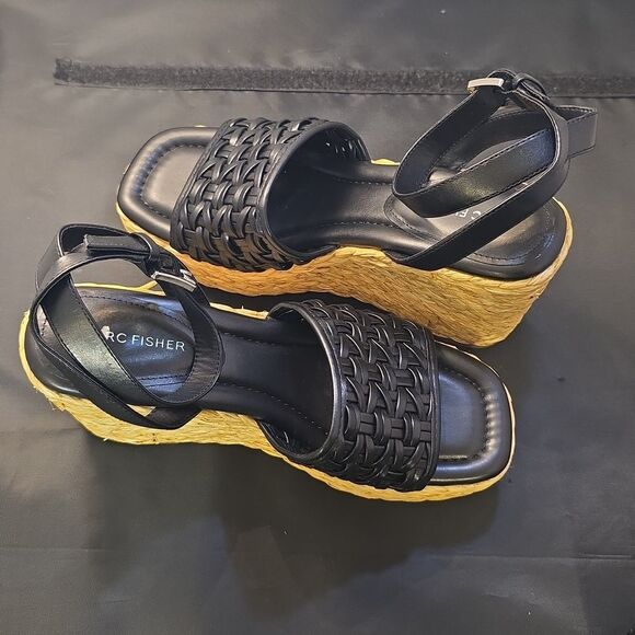 BRAND NEW MARC FISHER WOMEN's GODINA ESPADRILLE SQUARE TOE WEDGE SANDAL G1 - Picture 8 of 15